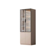 LIVARA Storage Cabinet - Honeycomb Aluminum Frame Glass Door Display Cabinet 60/80cm Living Room Storage - Coffee