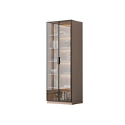 LIVARA Storage Cabinet - Honeycomb Aluminum Frame Full Glass Door Display Cabinet 60/80cm Living Room Storage - Coffee