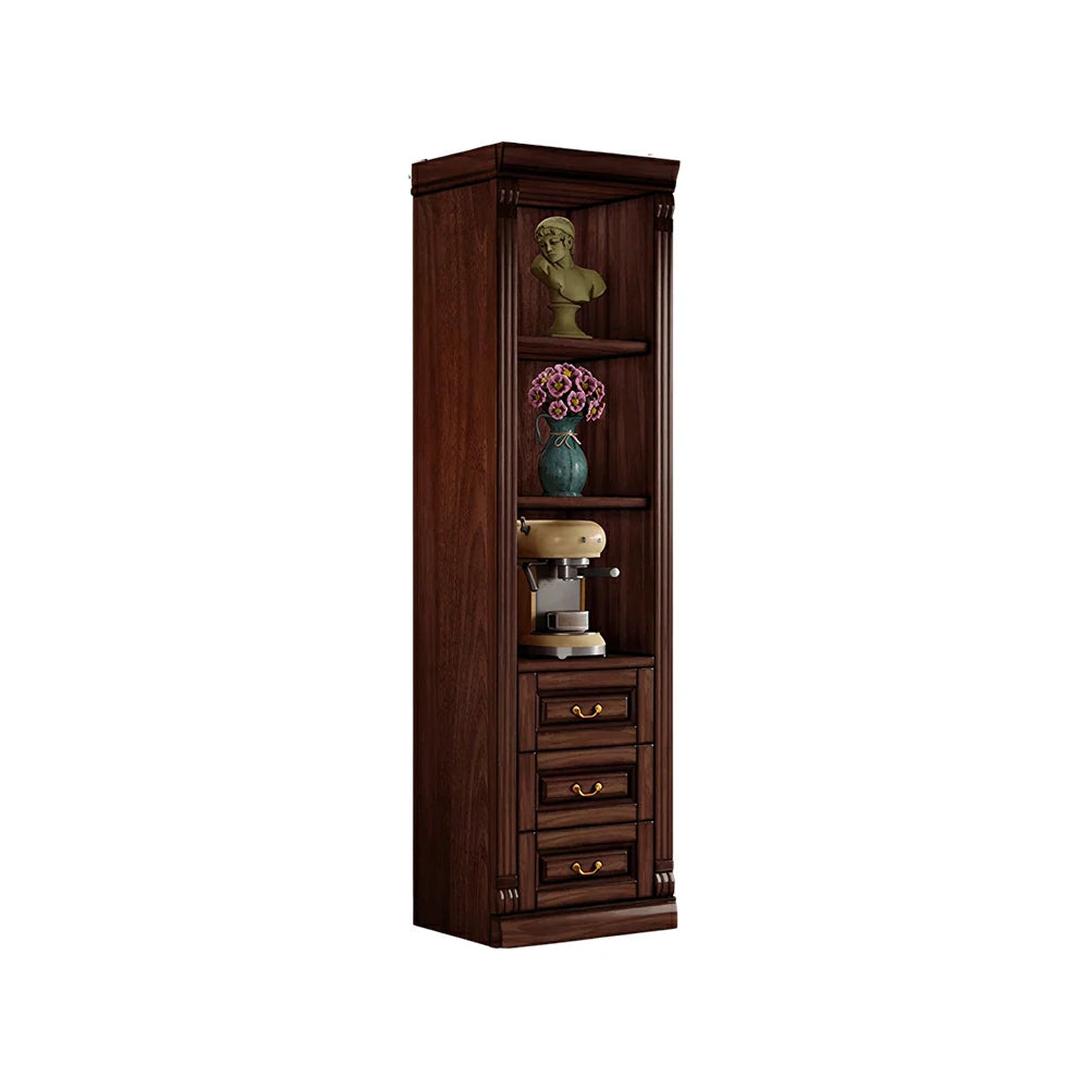 LIVARA Bookshelf Cabinet - Solid Wood 3-Drawer Storage Bookcase 210cm Study Living Room Display - Walnut