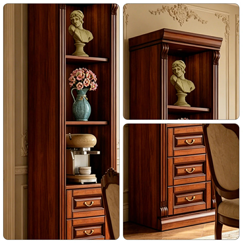 LIVARA Bookshelf Cabinet - Solid Wood 3-Drawer Storage Bookcase 210cm Study Living Room Display - Brown