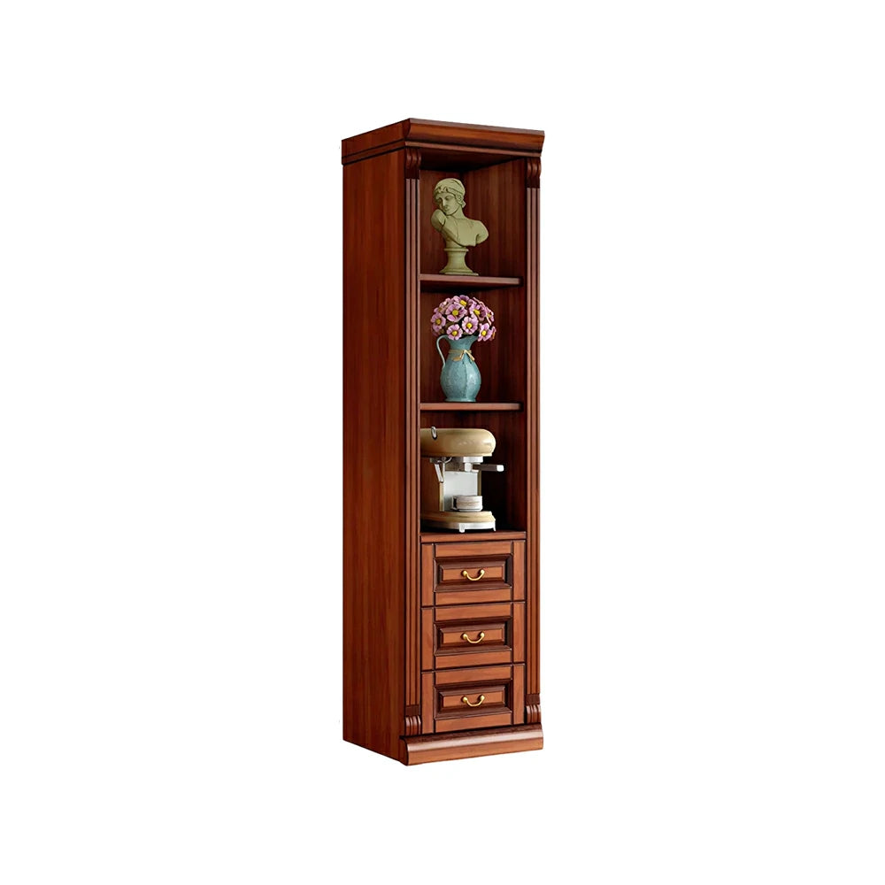 LIVARA Bookshelf Cabinet - Solid Wood 3-Drawer Storage Bookcase 210cm Study Living Room Display - Brown
