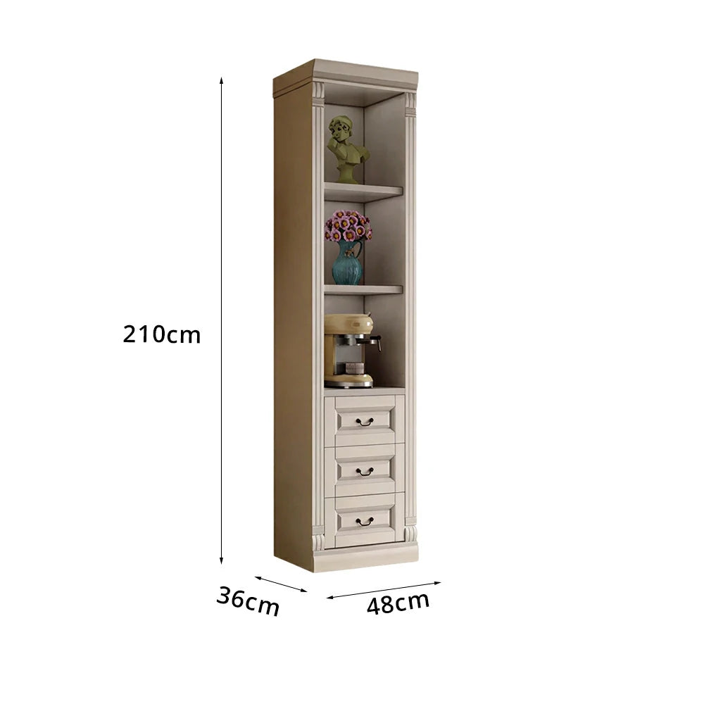 LIVARA Bookshelf Cabinet - Solid Wood 3-Drawer Storage Bookcase 210cm Study Living Room Display - White