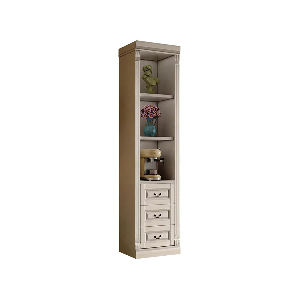 LIVARA Bookshelf Cabinet - Solid Wood 3-Drawer Storage Bookcase 210cm Study Living Room Display - White