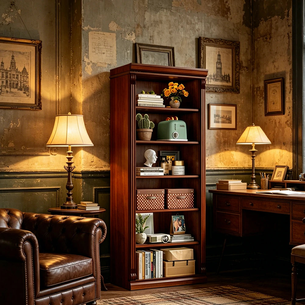 LIVARA Bookshelf Cabinet - Solid Wood Open Storage Bookcase 210cm Study Living Room Display 80cm - Brown