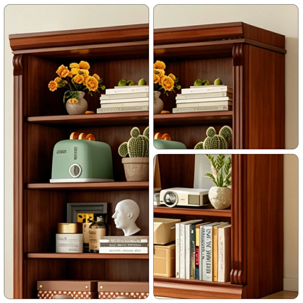 LIVARA Bookshelf Cabinet - Solid Wood Open Storage Bookcase 210cm Study Living Room Display 80cm - Brown