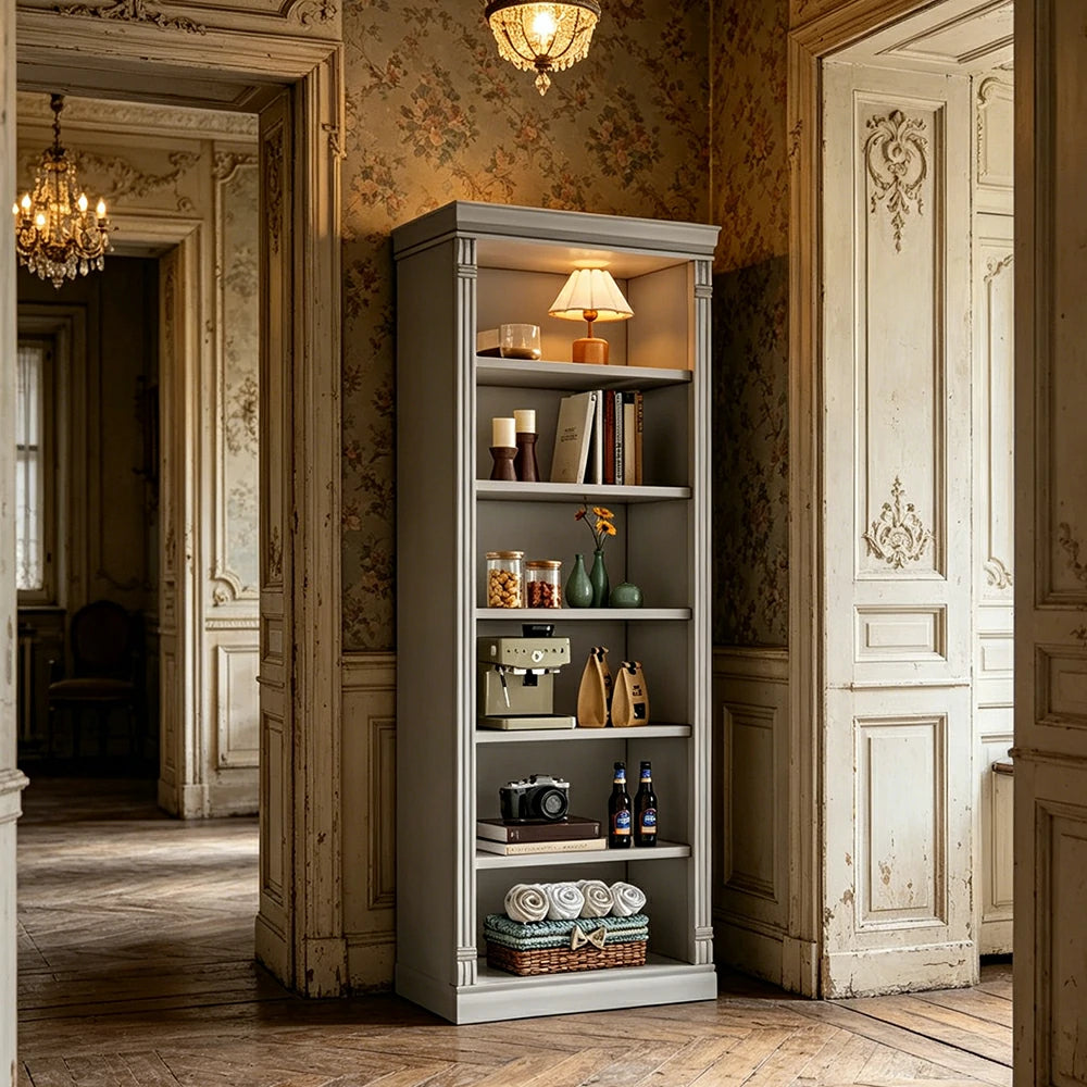 LIVARA Bookshelf Cabinet - Solid Wood Open Storage Bookcase 210cm Study Living Room Display 80cm - White