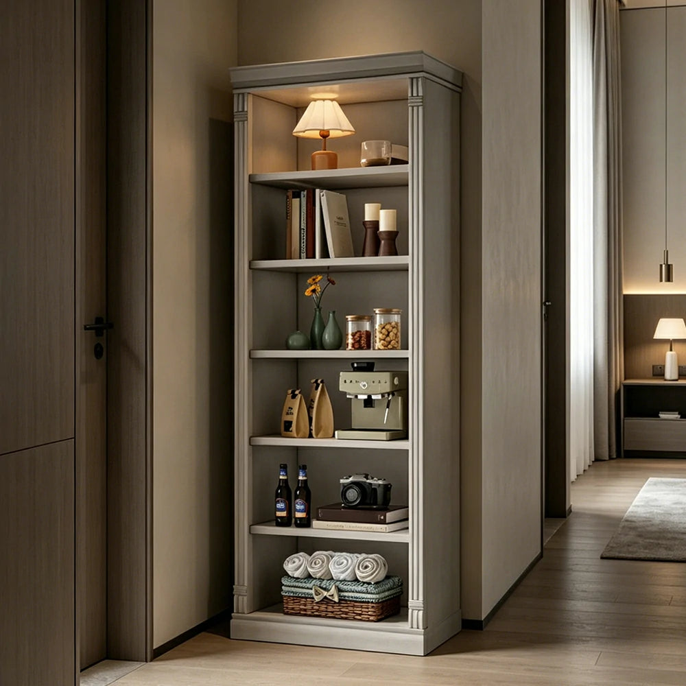 LIVARA Bookshelf Cabinet - Solid Wood Open Storage Bookcase 210cm Study Living Room Display 80cm - White