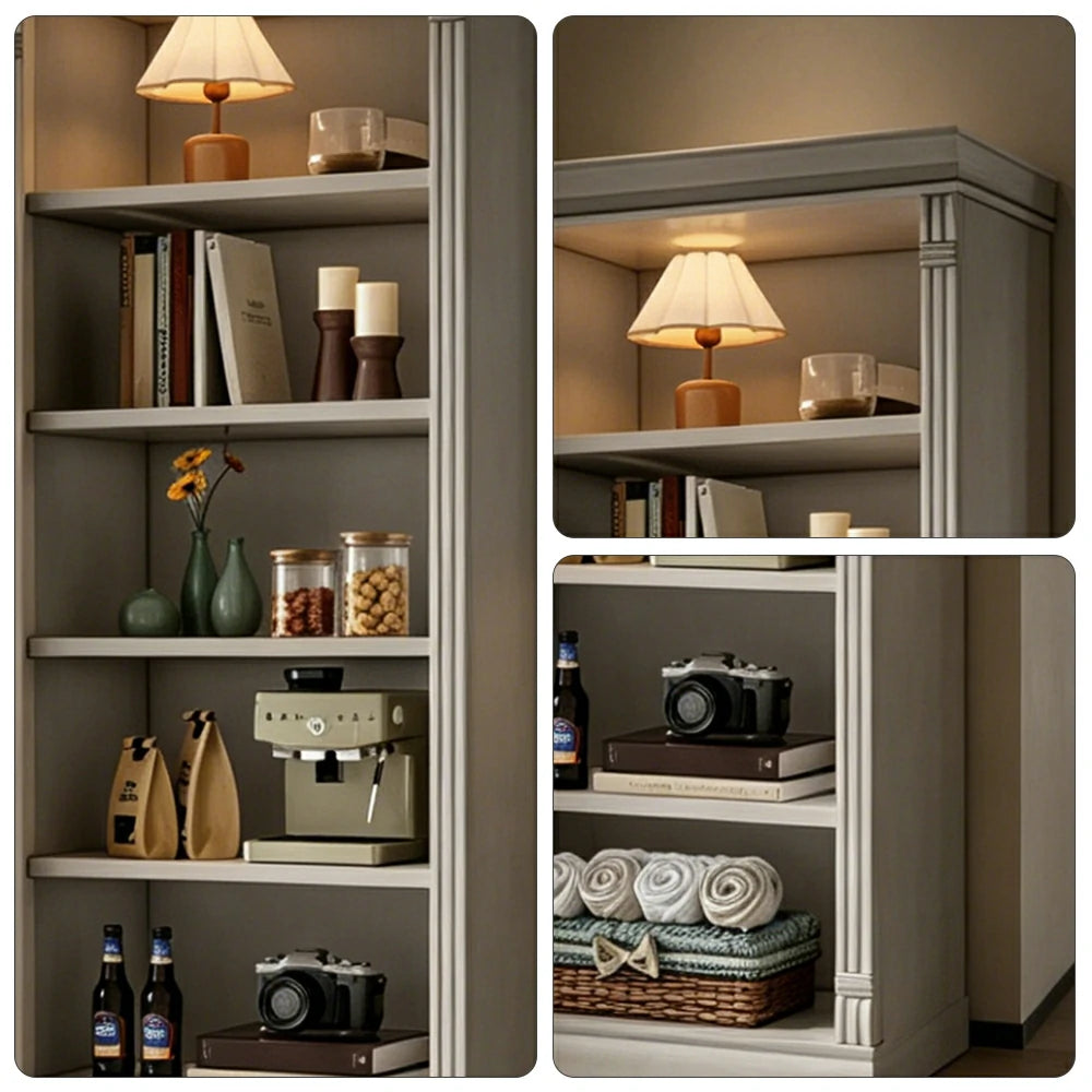 LIVARA Bookshelf Cabinet - Solid Wood Open Storage Bookcase 210cm Study Living Room Display 80cm - White