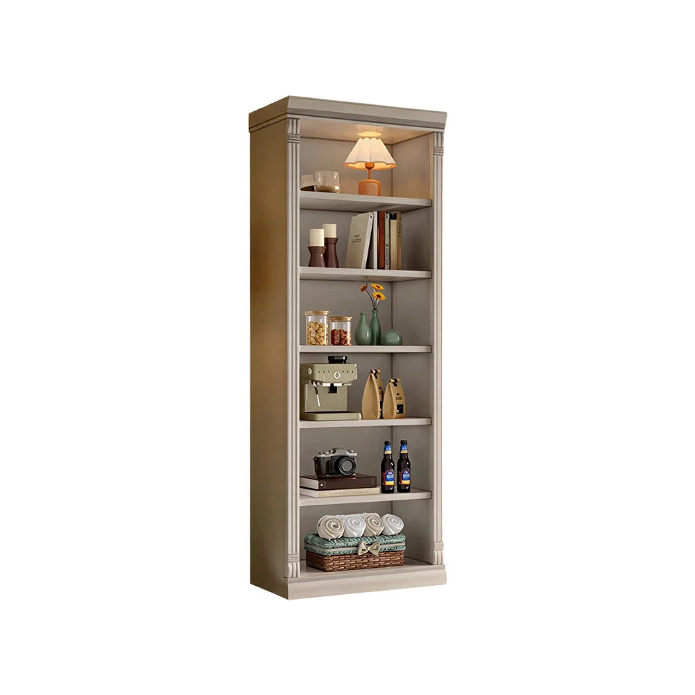 LIVARA Bookshelf Cabinet - Solid Wood Open Storage Bookcase 210cm Study Living Room Display 80cm - White