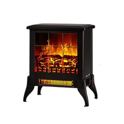 LIVARA 14-Inch Electric Fireplace Heater 3D Flame Effect 1800W Indoor Space Heater Tempered Glass Steel Body Quiet Operation - Black