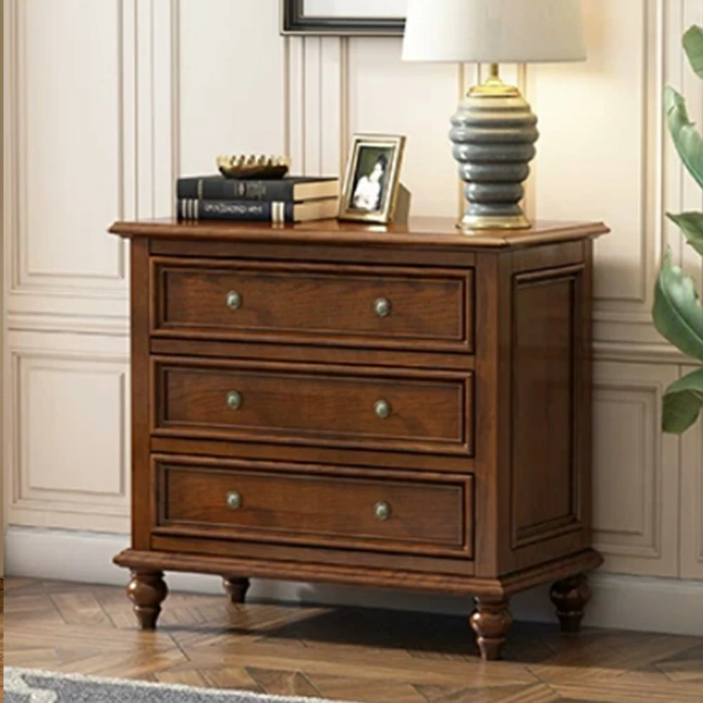 LIVARA Solid Wood 3 Drawer Chest with Large Storage American Style Cabinet for Living Room Bedroom Entryway