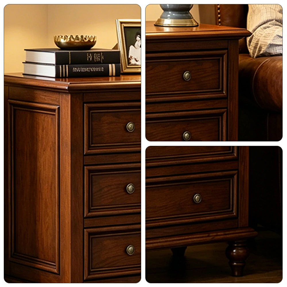 LIVARA Solid Wood 3 Drawer Chest with Large Storage American Style Cabinet for Living Room Bedroom Entryway