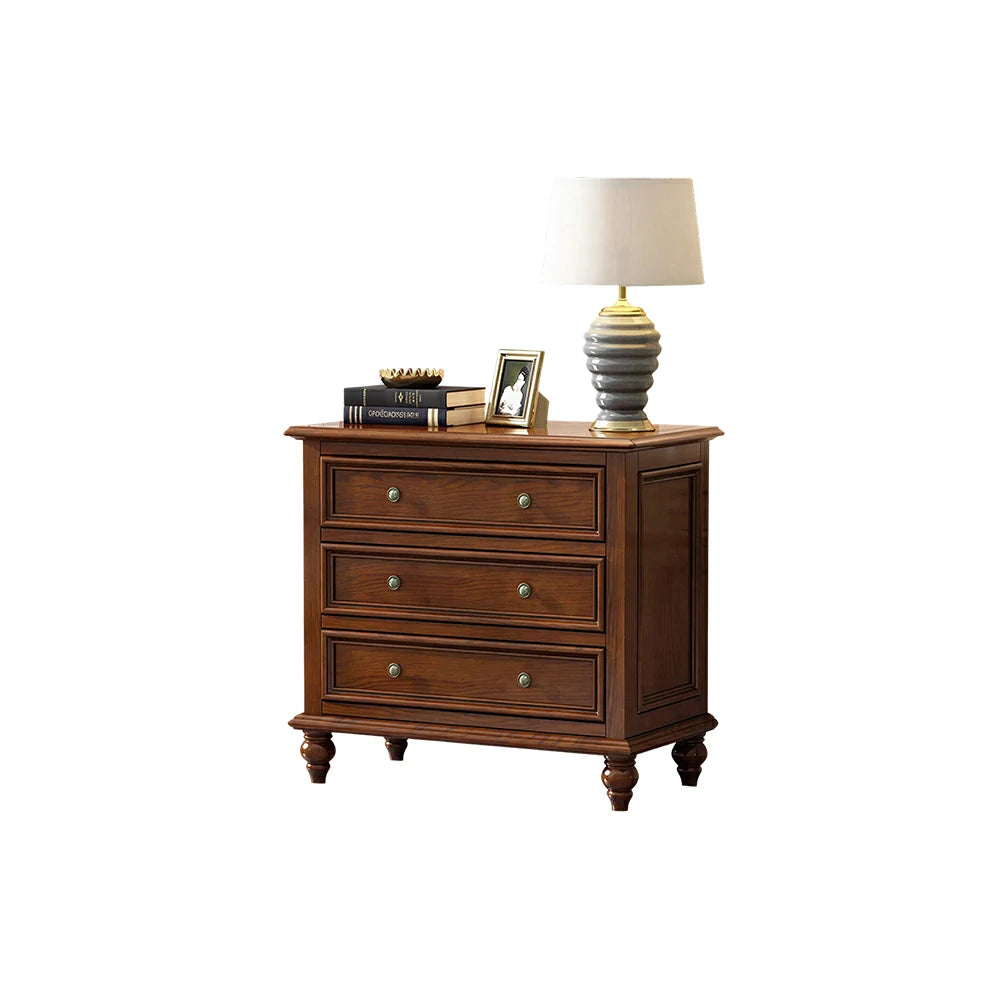 LIVARA Solid Wood 3 Drawer Chest with Large Storage American Style Cabinet for Living Room Bedroom Entryway