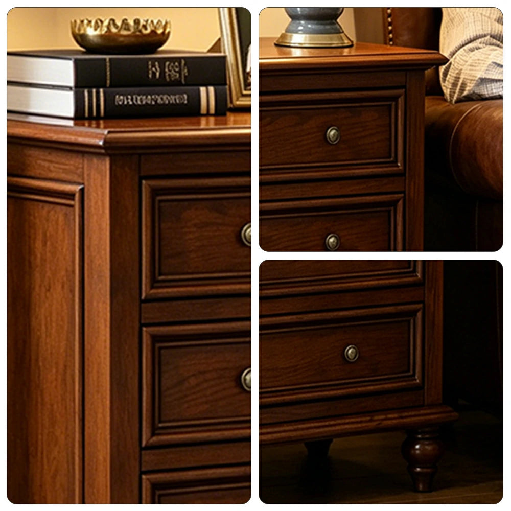 LIVARA Solid Wood 4 Drawer Chest with Large Storage American Style Cabinet for Living Room Bedroom Entryway