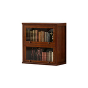 LIVARA 2-Tier Solid Ash Wood Bookcase Flip-Up Glass Door Storage Cabinet 60/80cm for Living Room Study
