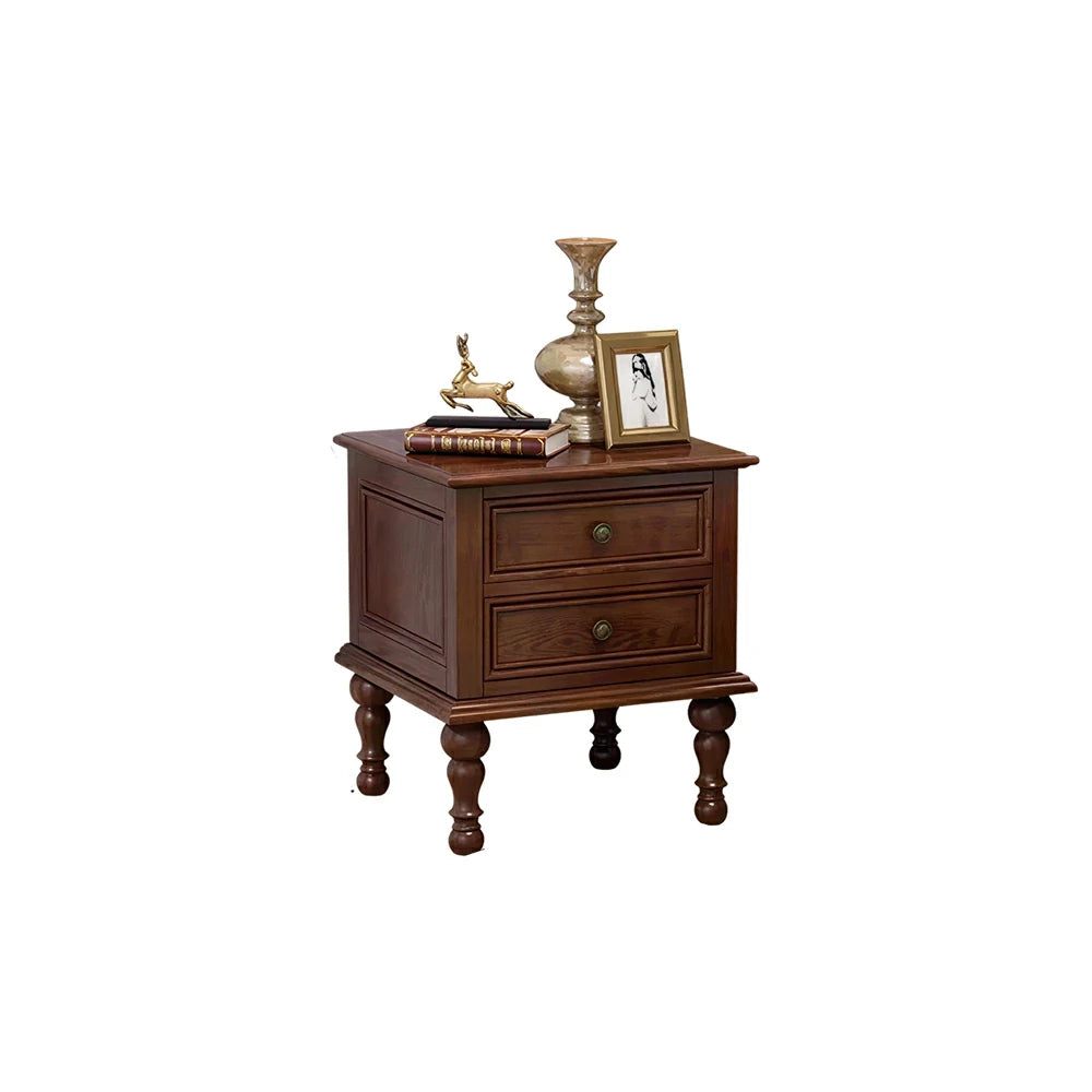 LIVARA Solid Ash Wood Bedside Table Multi-Drawer Storage Nightstand for Bedroom Apartment - Walnut