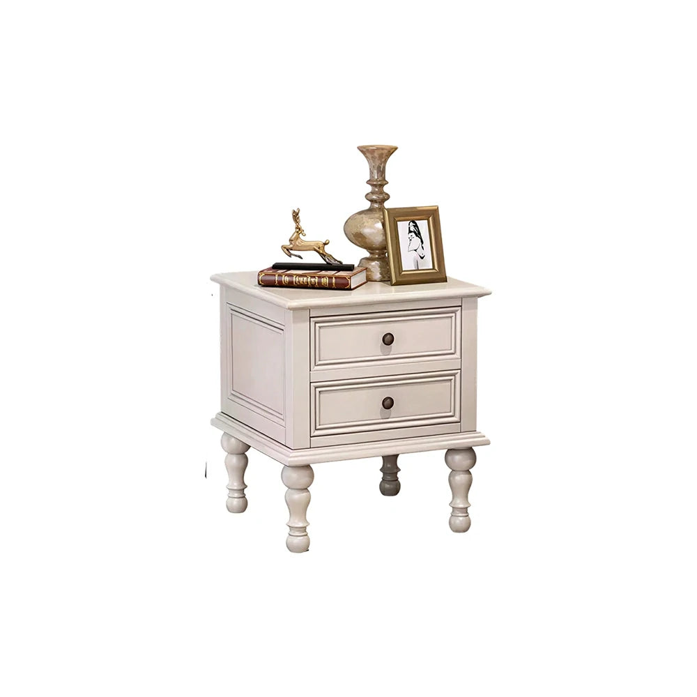 LIVARA Solid Ash Wood Bedside Table Multi-Drawer Storage Nightstand for Bedroom Apartment - White