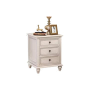 LIVARA Solid Wood Bedside Cabinet Smooth Drawer Nightstand for Bedroom Guest Room - White