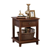 LIVARA Ash Wood Nightstand Space-Saving Storage Cabinet for Bedroom Small Spaces - Walnut
