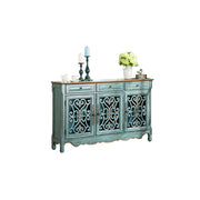 LIVARA Solid Wood 3 Door Sideboard Cabinet with Storage Vintage American Buffet Entryway Cabinet 153cm - Distressed Blue