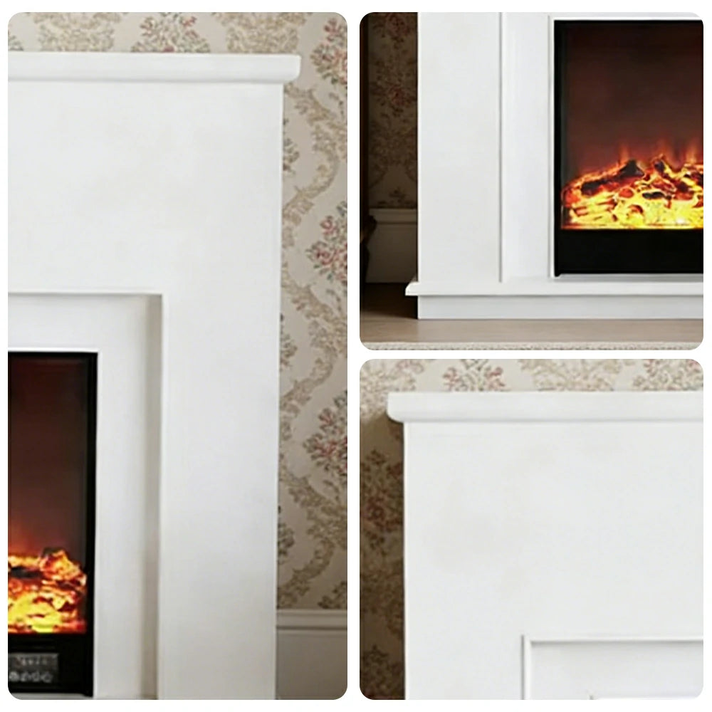 LIVARA Vintage Fireplace Mantel Surround Decorative Mantel Shelf Solid Spruce Wood HDF Panels Carved Design Living Room Feature - White