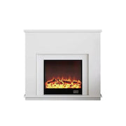 LIVARA Vintage Fireplace Mantel Surround Decorative Mantel Shelf Solid Spruce Wood HDF Panels Carved Design Living Room Feature - White