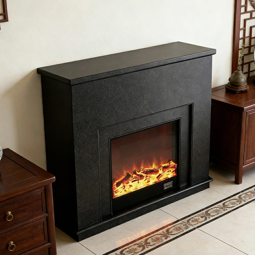 LIVARA Vintage Fireplace Mantel Surround Decorative Mantel Shelf Solid Spruce Wood HDF Panels Carved Design Living Room Feature - Black