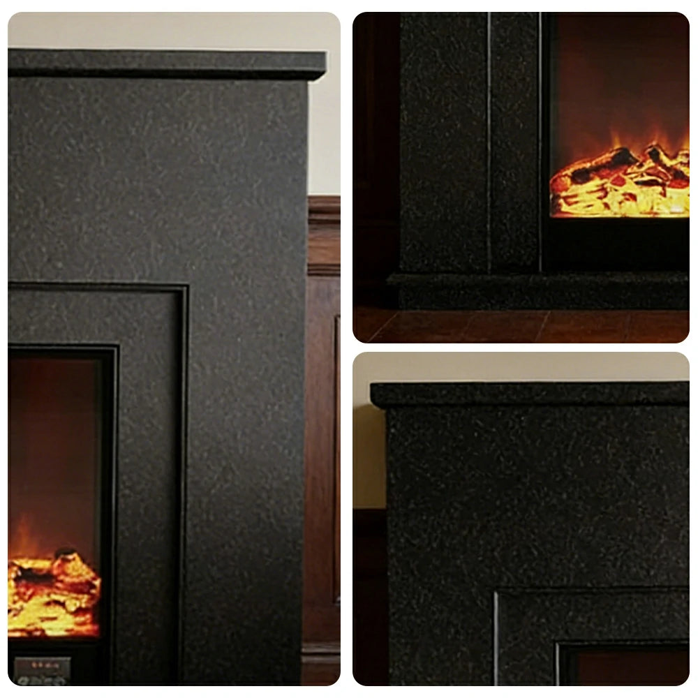 LIVARA Vintage Fireplace Mantel Surround Decorative Mantel Shelf Solid Spruce Wood HDF Panels Carved Design Living Room Feature - Black