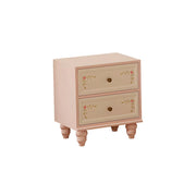 LIVARA Vintage Solid Wood Bedside Table Hand-Painted Nightstand for Bedroom Sofa Side - Pink