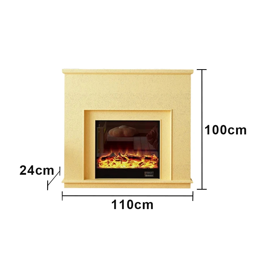 LIVARA Vintage Fireplace Mantel Surround Decorative Mantel Shelf Solid Spruce Wood HDF Panels Carved Design Living Room Feature - Yellow