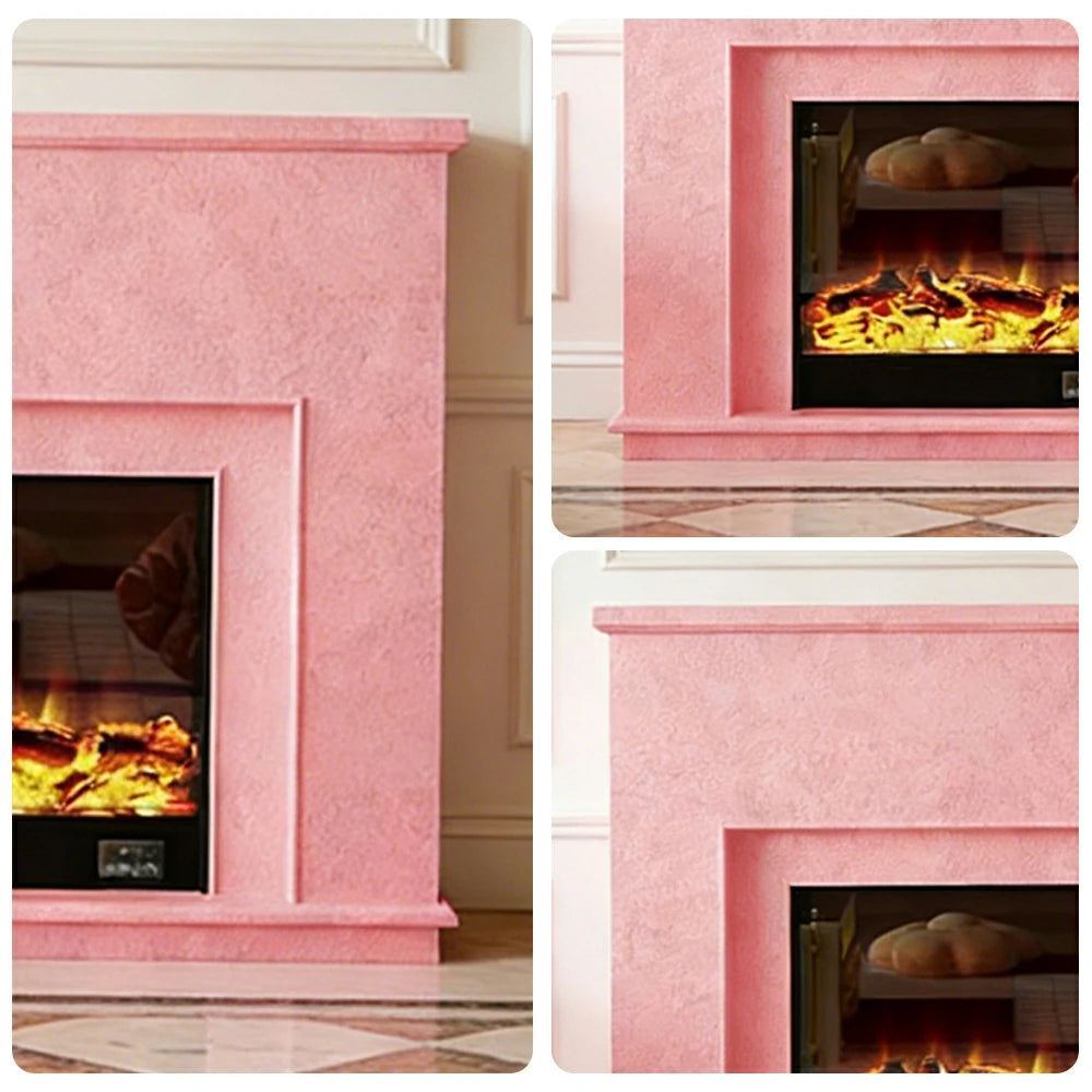 LIVARA Vintage Fireplace Mantel Surround Decorative Mantel Shelf Solid Spruce Wood HDF Panels Carved Design Living Room Feature - Pink