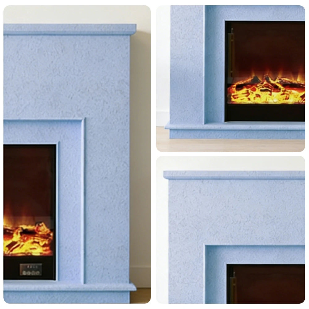 LIVARA Vintage Fireplace Mantel Surround Decorative Mantel Shelf Solid Spruce Wood HDF Panels Carved Design Living Room Feature - Blue