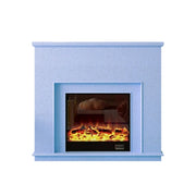 LIVARA Vintage Fireplace Mantel Surround Decorative Mantel Shelf Solid Spruce Wood HDF Panels Carved Design Living Room Feature - Blue