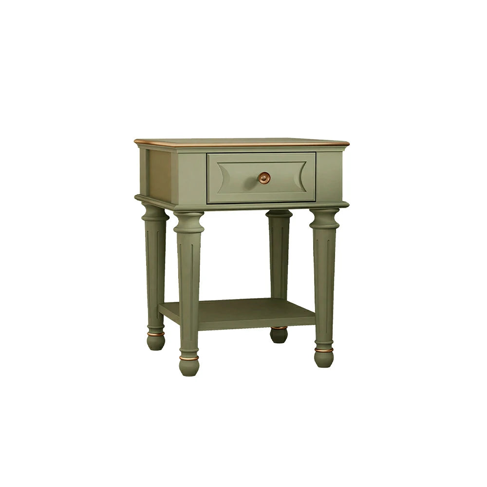 LIVARA Solid Wood Bedside Table Compact Storage Nightstand for Bedroom Apartment - Green
