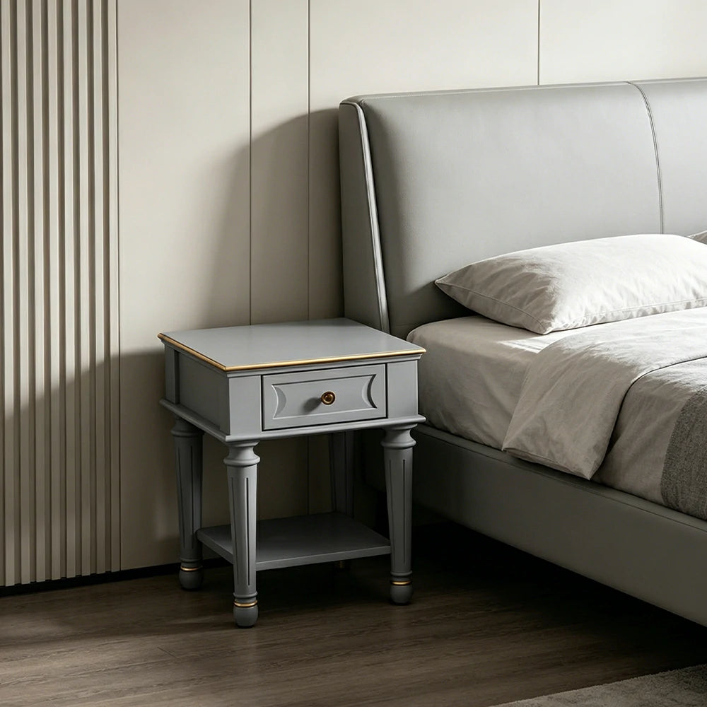 LIVARA Solid Wood Bedside Table Compact Storage Nightstand for Bedroom Apartment - Blue