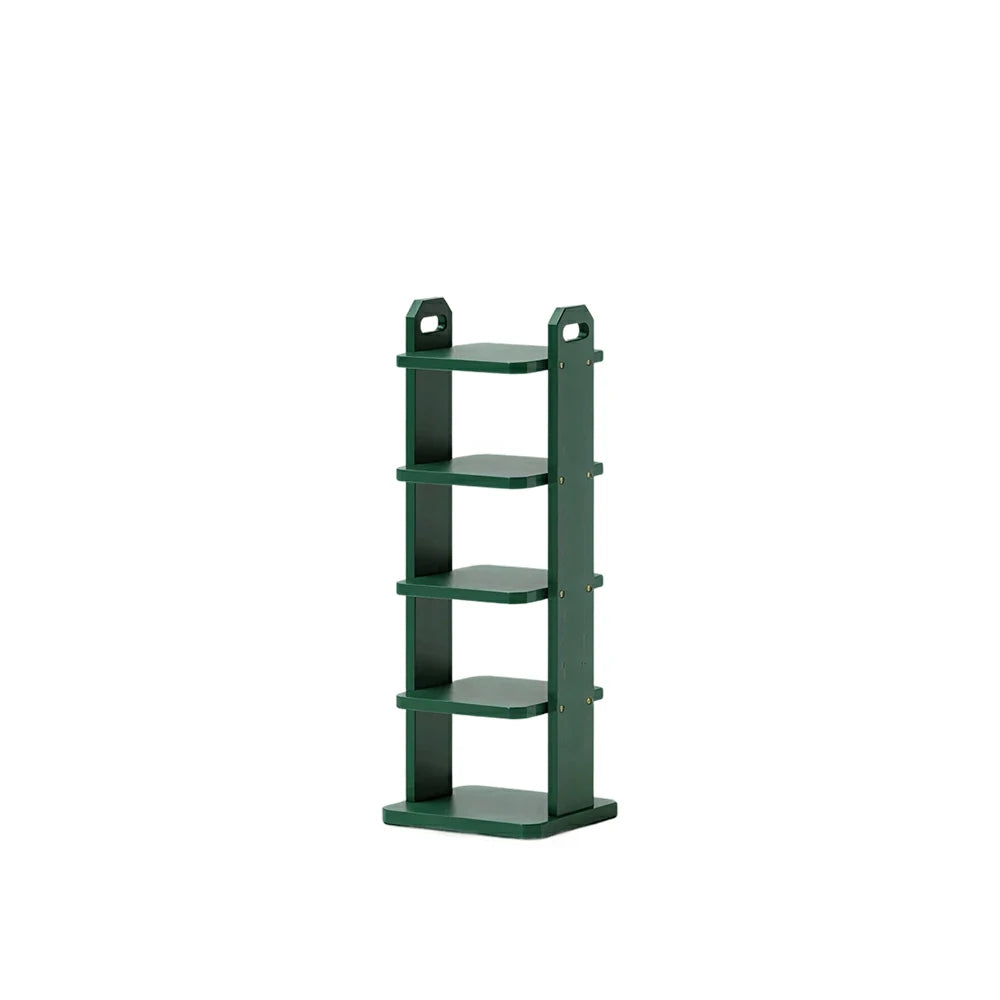 LIVARA 5 Tier Solid Wood Shoe Rack Space Saving Narrow Storage Shelf for Entryway Small Spaces - Green