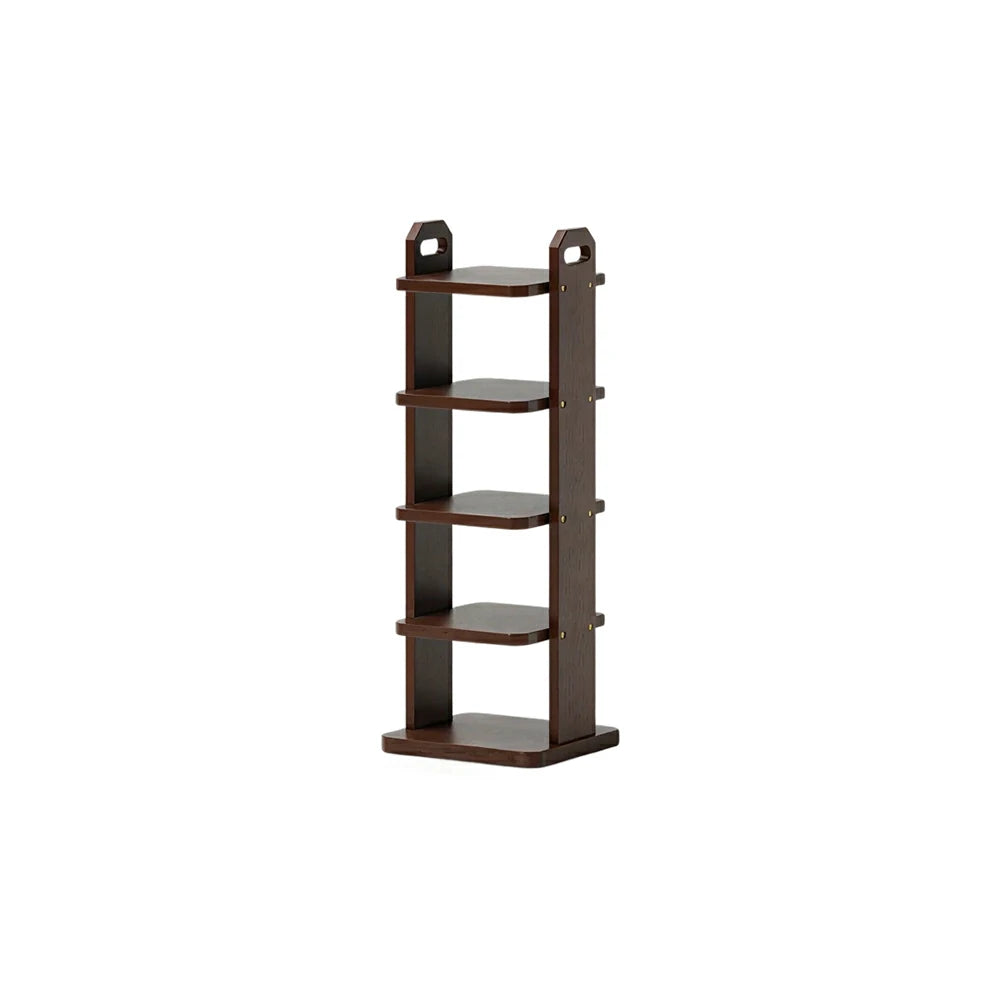 LIVARA 5 Tier Solid Wood Shoe Rack Space Saving Narrow Storage Shelf for Entryway Small Spaces - Walnut