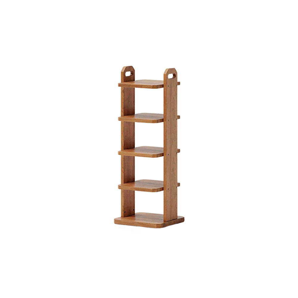 LIVARA 5 Tier Solid Wood Shoe Rack Space Saving Narrow Storage Shelf for Entryway Small Spaces - Cherry