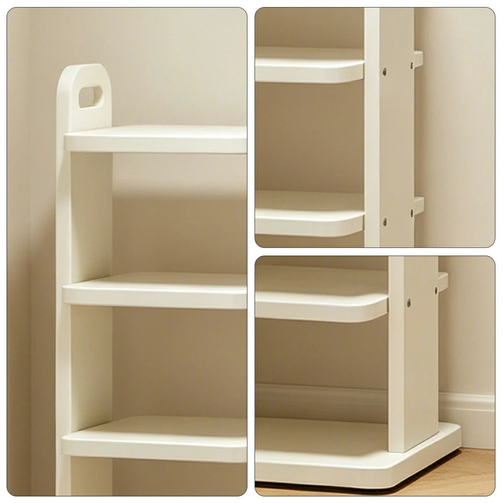 LIVARA 5 Tier Solid Wood Shoe Rack Space Saving Narrow Storage Shelf for Entryway Small Spaces - White