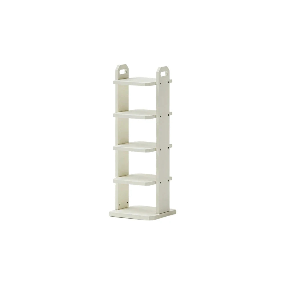 LIVARA 5 Tier Solid Wood Shoe Rack Space Saving Narrow Storage Shelf for Entryway Small Spaces - White
