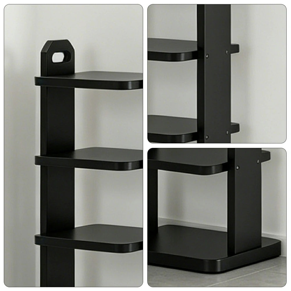 LIVARA 5 Tier Solid Wood Shoe Rack Space Saving Narrow Storage Shelf for Entryway Small Spaces - Black