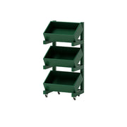 LIVARA 3 Tier Solid Wood Snack Storage Rack Rolling Organizer for Kitchen Dining Room - Green