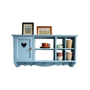 LIVARA Solid Wood Heart Door Wall Storage Cabinet for Entryway Living Room Bedroom - Vintage Blue