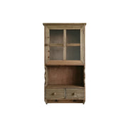 LIVARA Solid Wood Glass Door Wall Storage Cabinet for Entryway Living Room Bedroom - Brown