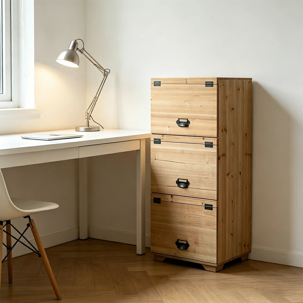 LIVARA Solid Wood Flip Door Wall Storage Cabinet for Entryway Kitchen Living Room - Natural Wood