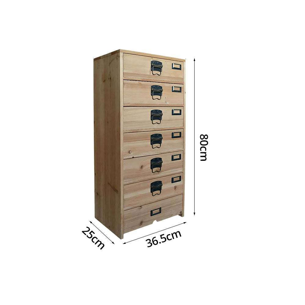LIVARA 8 Drawer Solid Wood Storage Cabinet Organizer for Bedroom Living Room Entryway - Natural Wood