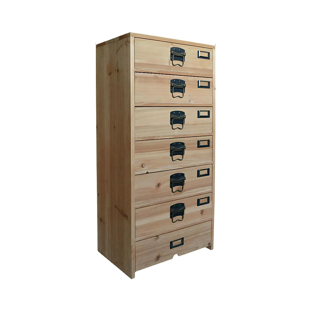 LIVARA 8 Drawer Solid Wood Storage Cabinet Organizer for Bedroom Living Room Entryway - Natural Wood