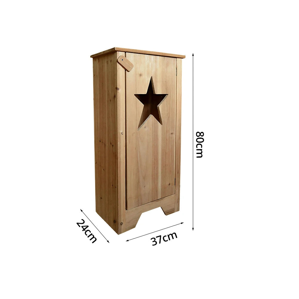 LIVARA Solid Wood Star Shape Storage Cabinet Organizer for Bedroom Living Room Kids Room - Natural Wood