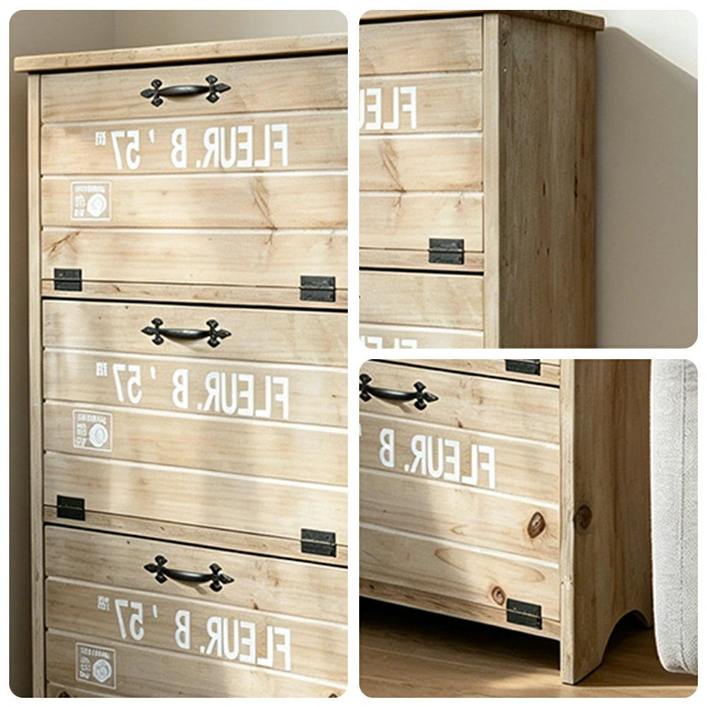 LIVARA Flip-Down Door Solid Wood Storage Cabinet Organizer for Entryway Living Room Bedroom - Distressed Wash