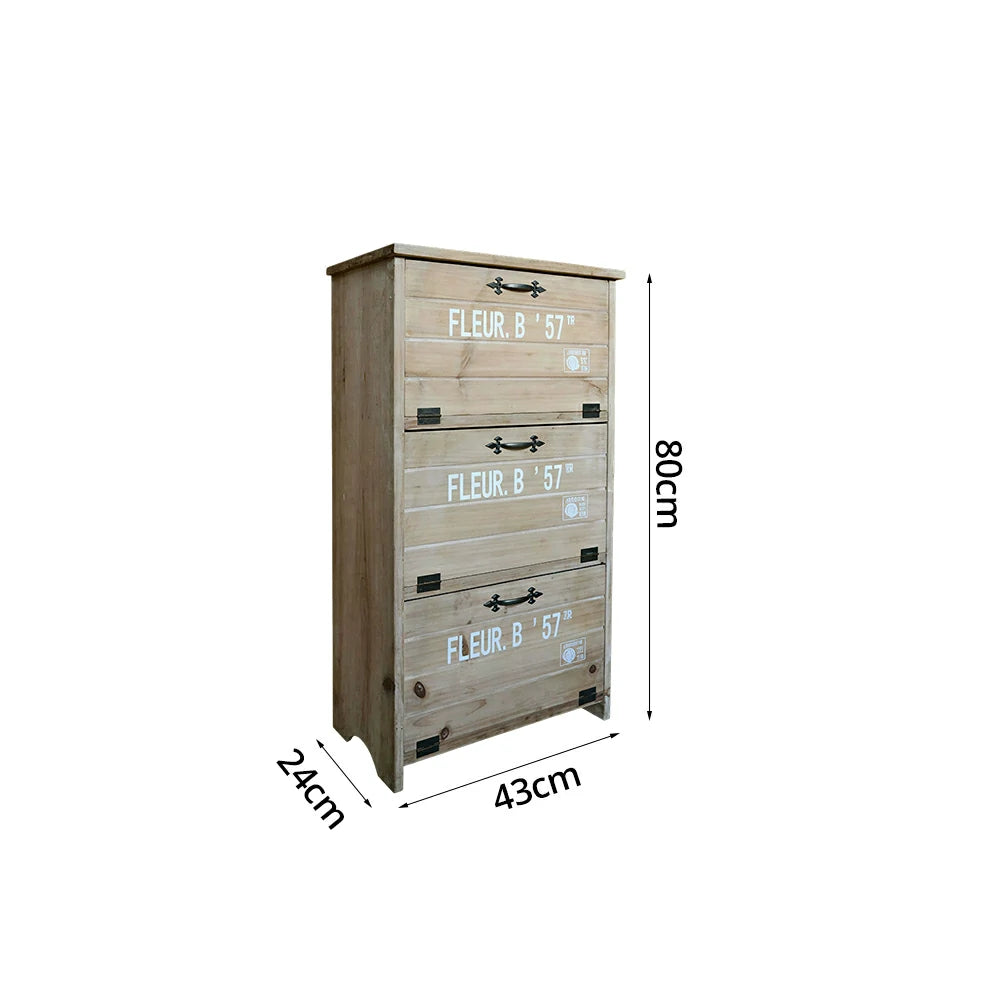 LIVARA Flip-Down Door Solid Wood Storage Cabinet Organizer for Entryway Living Room Bedroom - Distressed Wash
